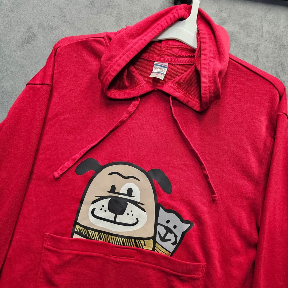 BOBS from Skechers Red Dog Cat Pouch Graphic Hoodie BW4HD11 Womens Medium